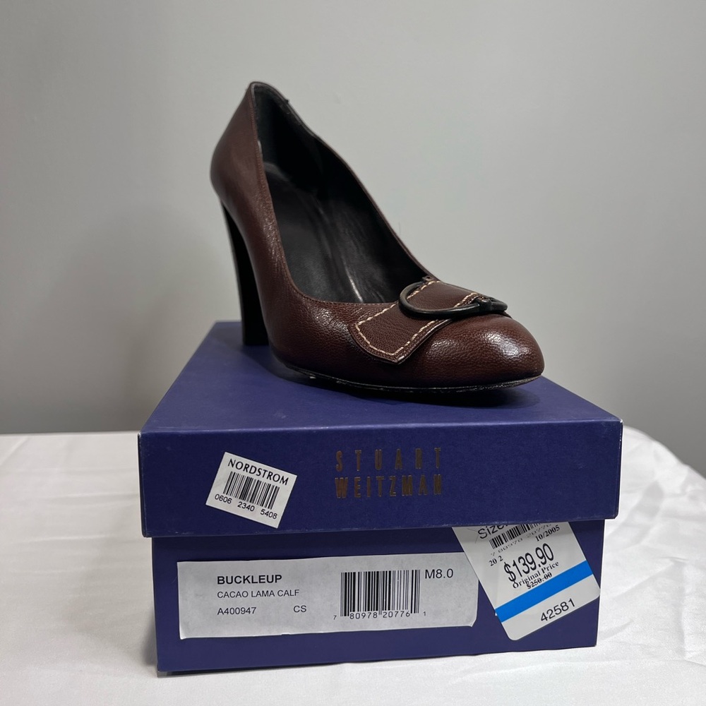 Stuart Weitzman Cacao Brown Heels with Buckle